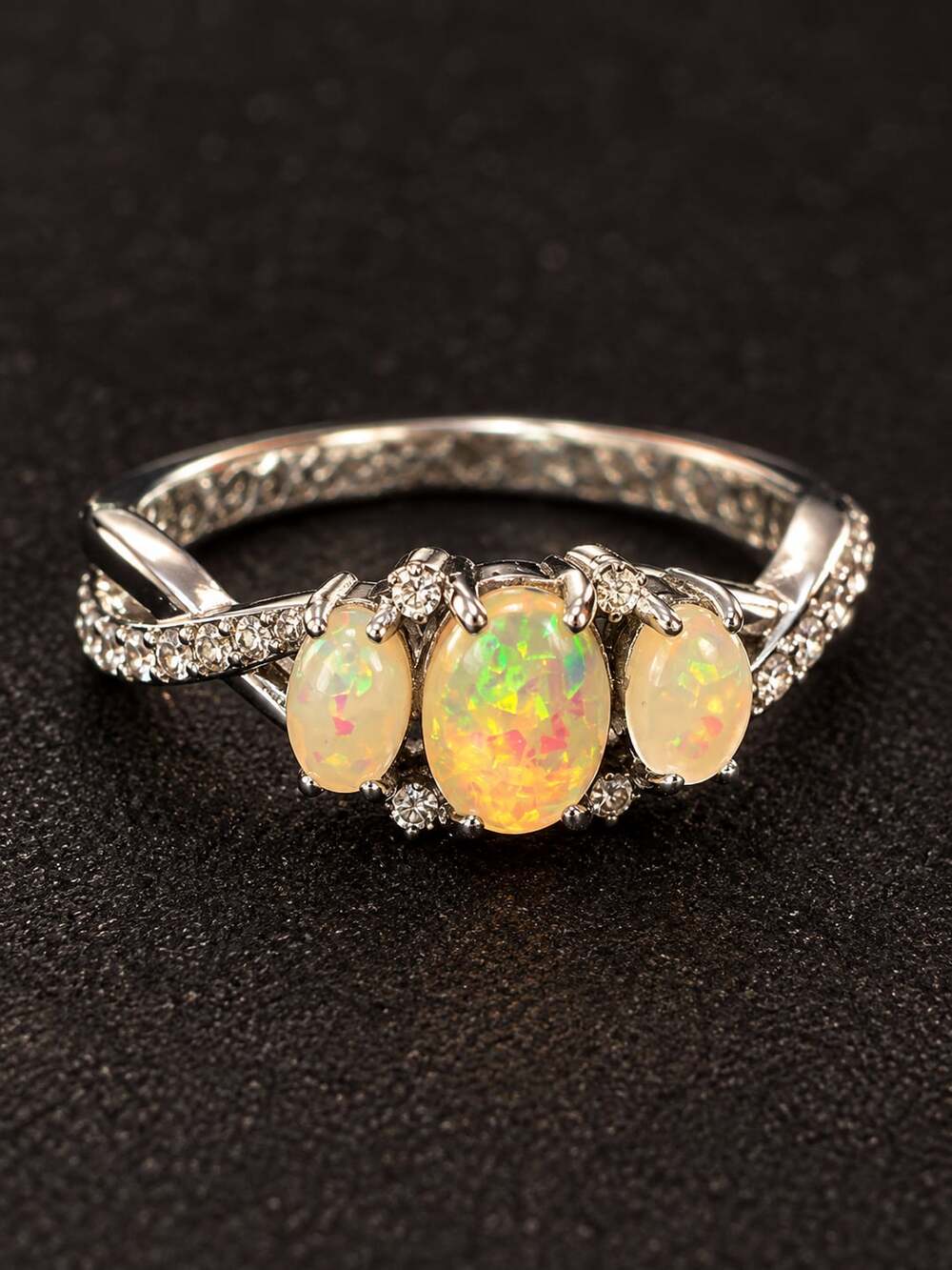 Three Stone Opal Ring